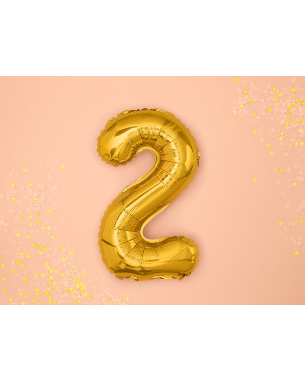 Foil Balloon Number ''2'', 35cm, gold