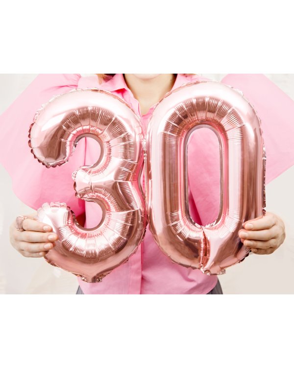 Foil Balloon Number ''3'', 35cm, rose gold