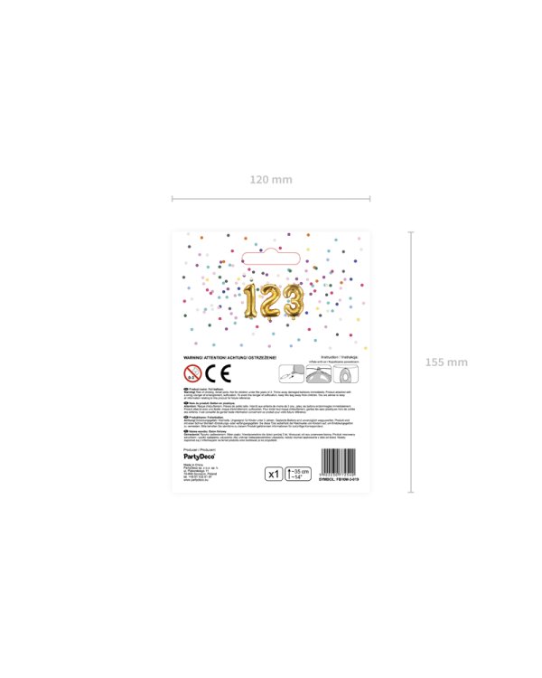 Foil Balloon Number ''3'', 35cm, gold