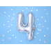Foil Balloon Number ''4'', 35cm, silver