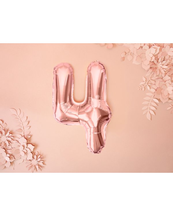 Foil Balloon Number ''4'', 35cm, rose gold