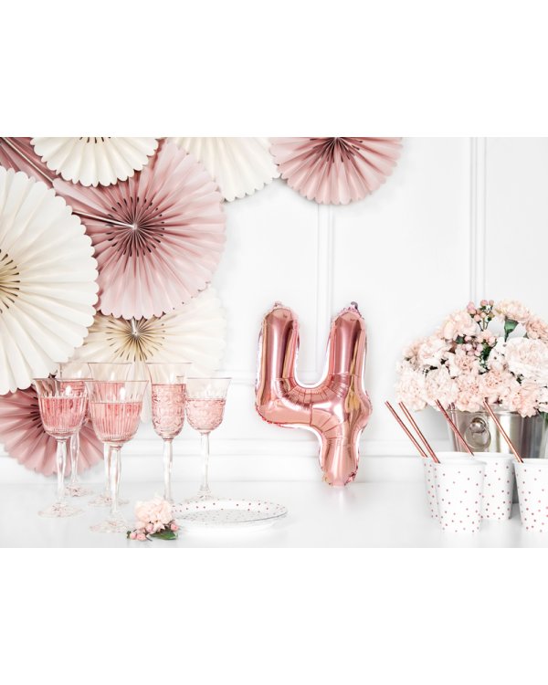Foil Balloon Number ''4'', 35cm, rose gold