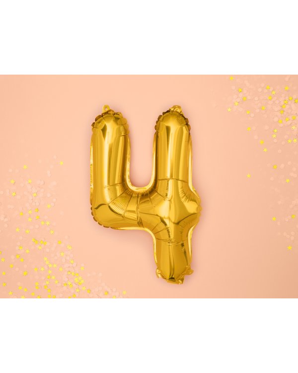 Foil Balloon Number ''4'', 35cm, gold