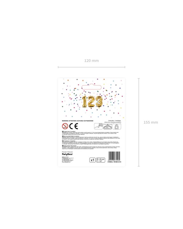 Foil Balloon Number ''4'', 35cm, gold