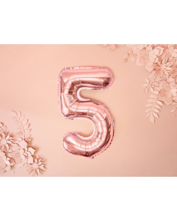 Foil Balloon Number ''5'', 35cm, rose gold