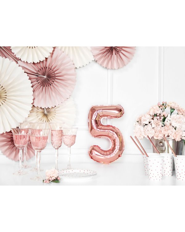 Foil Balloon Number ''5'', 35cm, rose gold