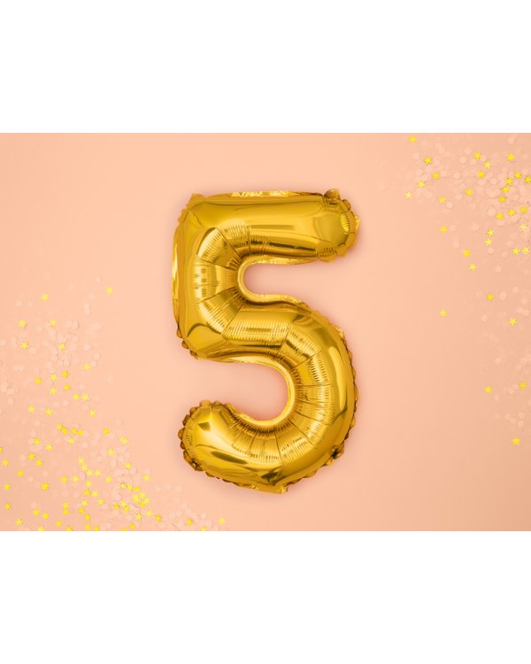 Foil Balloon Number ''5'', 35cm, gold