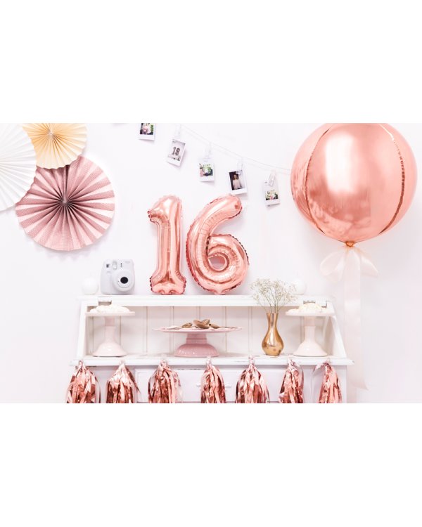Foil Balloon Number ''6'', 35cm, rose gold