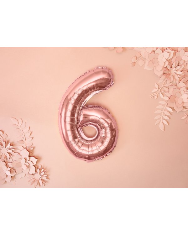 Foil Balloon Number ''6'', 35cm, rose gold
