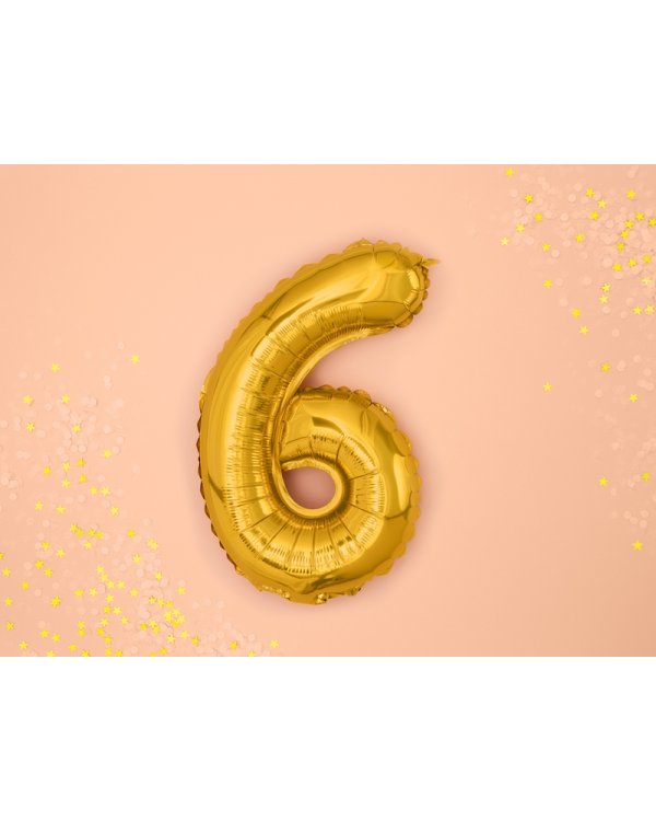 Foil Balloon Number ''6'', 35cm, gold