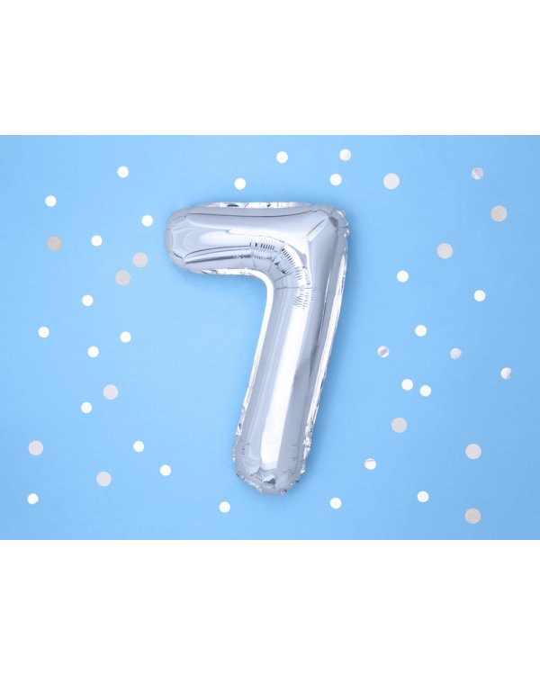 Foil Balloon Number ''7'', 35cm, silver