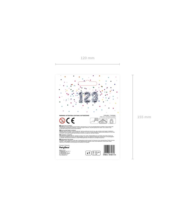 Foil Balloon Number ''7'', 35cm, silver