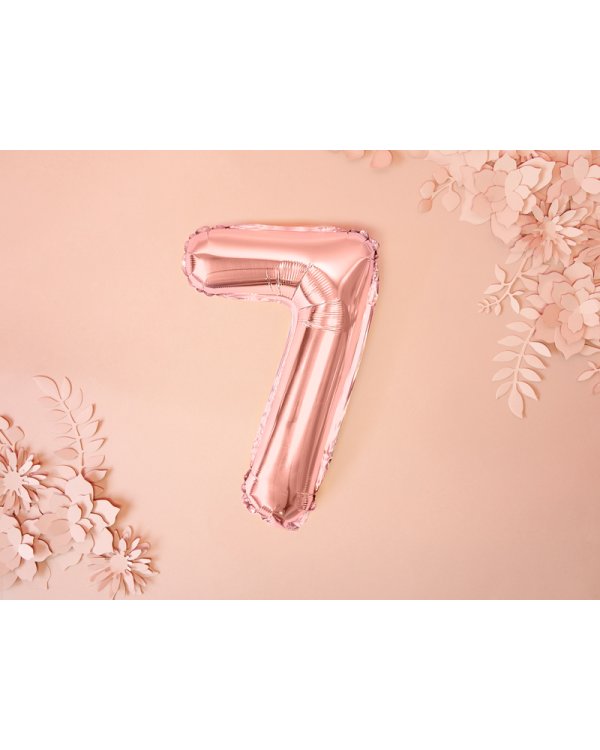 Foil Balloon Number ''7'', 35cm, rose gold