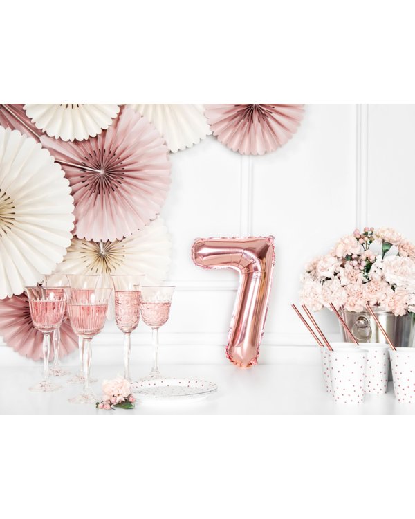 Foil Balloon Number ''7'', 35cm, rose gold