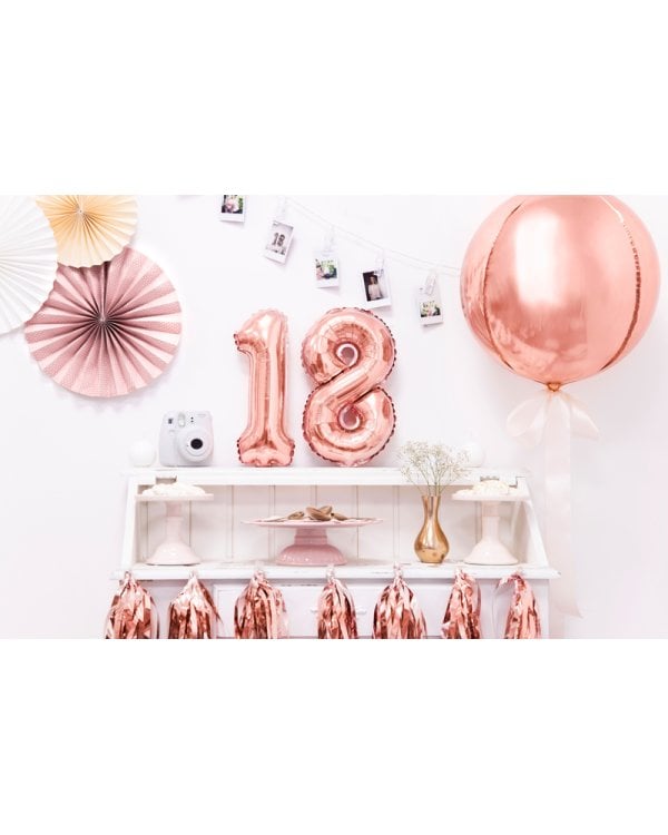 Foil Balloon Number ''8'', 35cm, rose gold