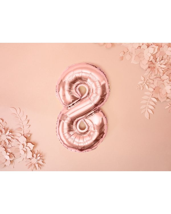 Foil Balloon Number ''8'', 35cm, rose gold
