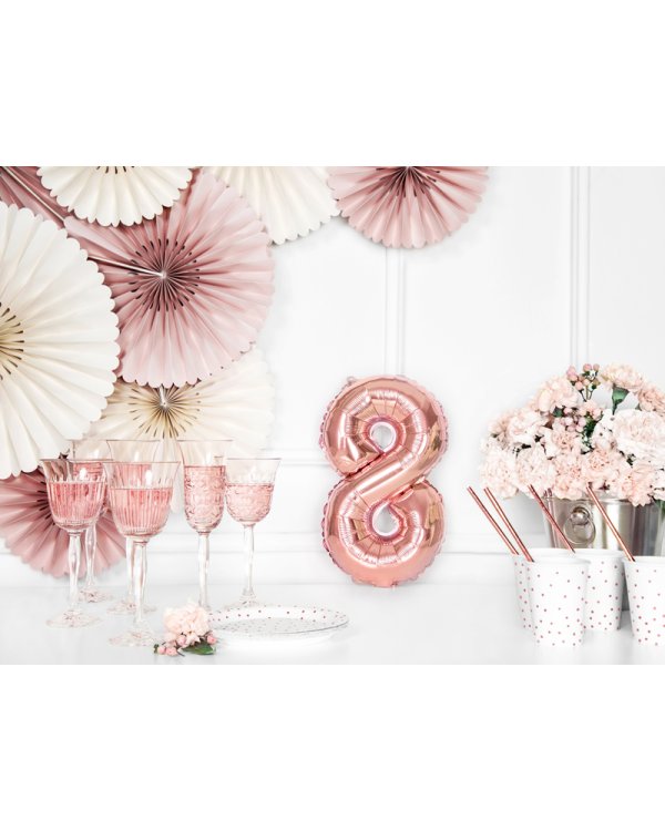 Foil Balloon Number ''8'', 35cm, rose gold
