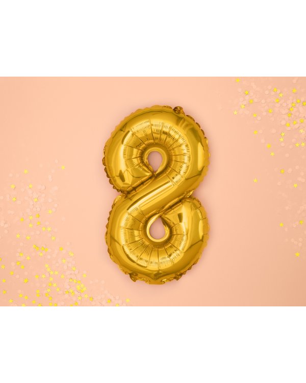Foil Balloon Number ''8'', 35cm, gold