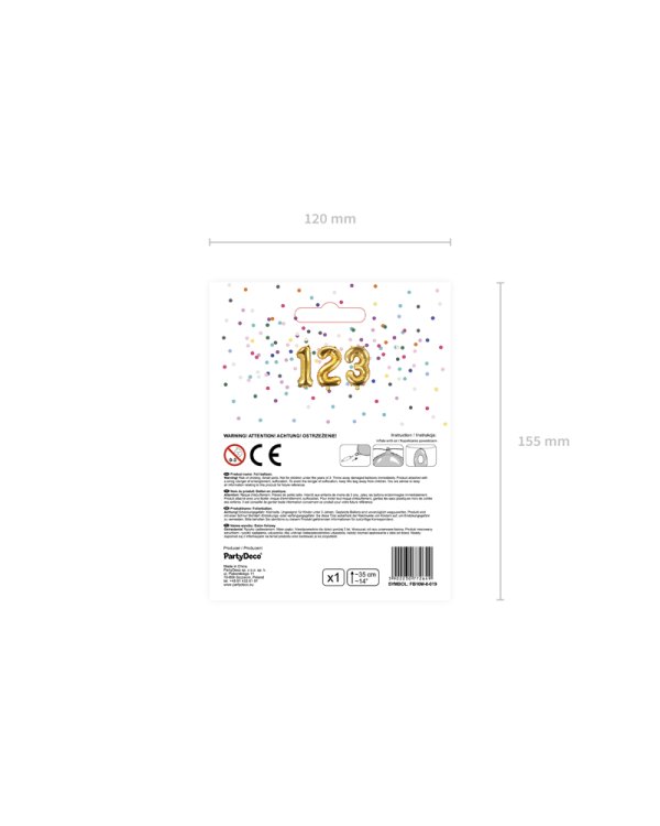 Foil Balloon Number ''8'', 35cm, gold