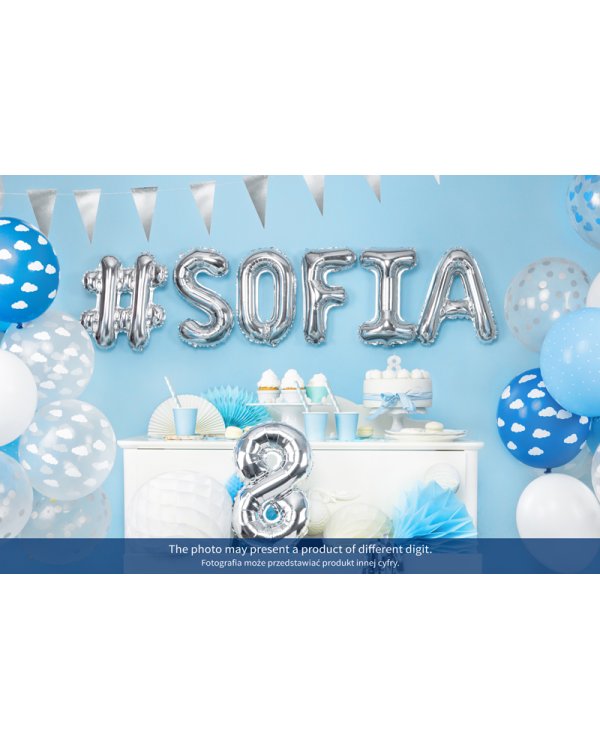 Foil Balloon Number ''9'', 35cm, silver