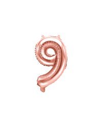 Foil Balloon Number ''9'', 35cm, rose gold