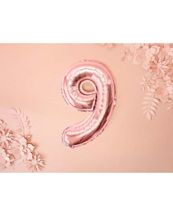 Foil Balloon Number ''9'', 35cm, rose gold