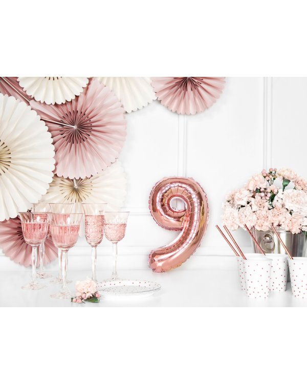 Foil Balloon Number ''9'', 35cm, rose gold