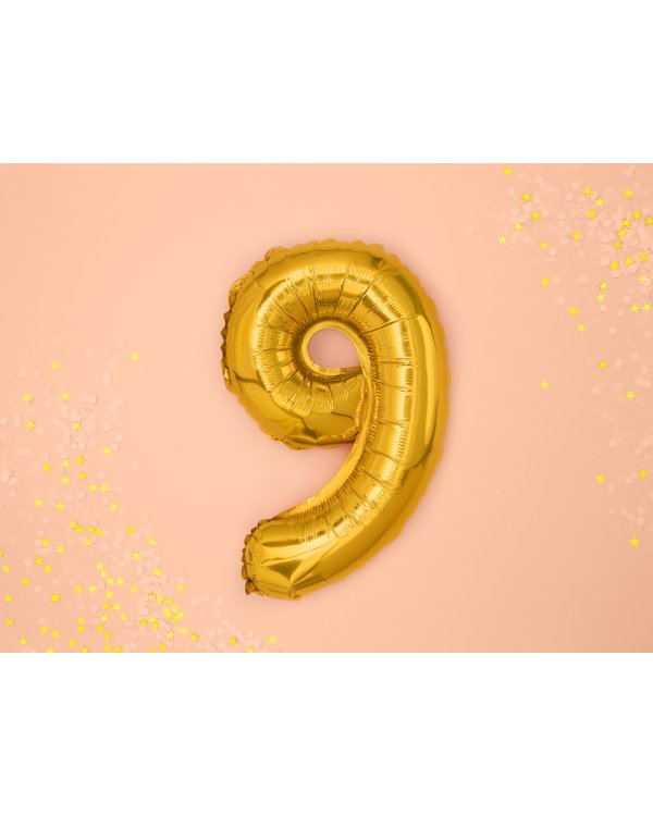 Foil Balloon Number ''9'', 35cm, gold