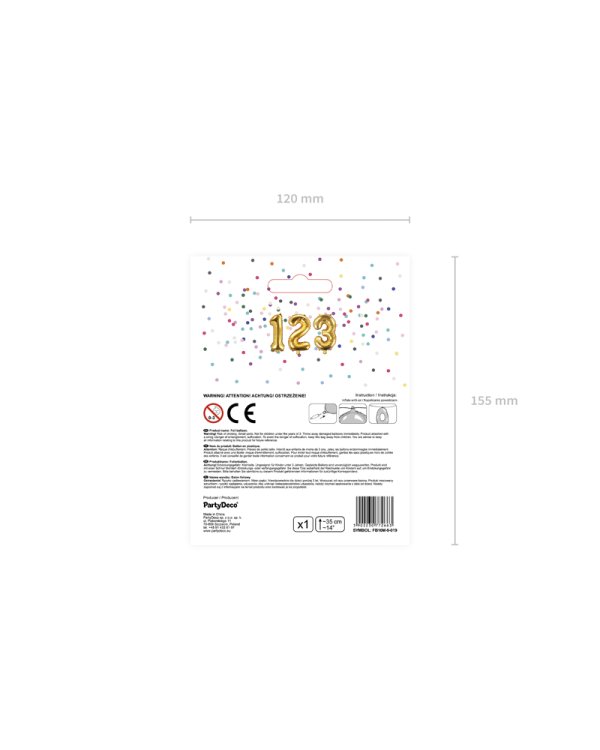 Foil Balloon Number ''9'', 35cm, gold