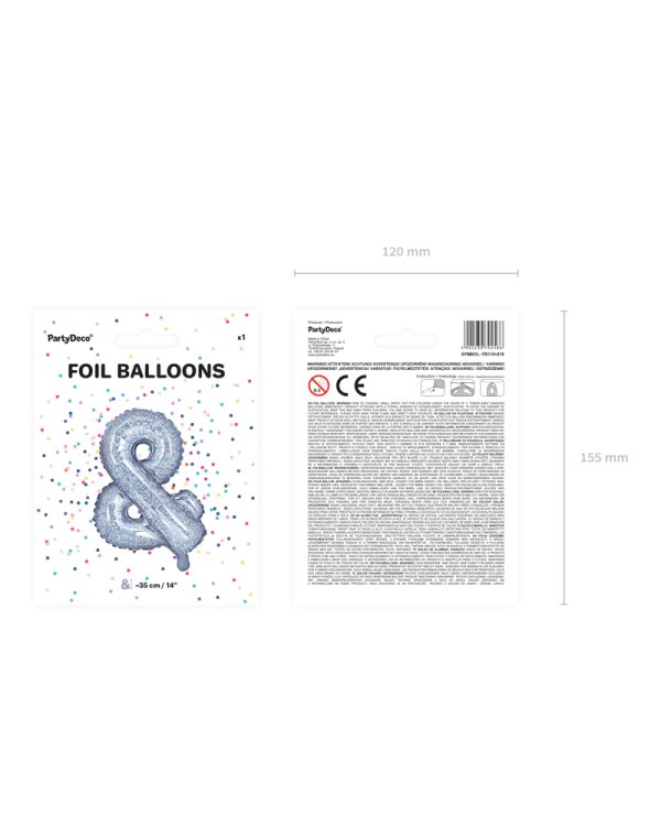 Foil Balloon &, 35cm, holographic