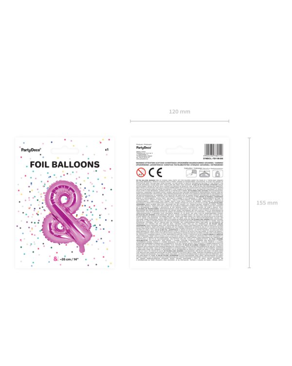 Foil Balloon &, 35cm, dark pink