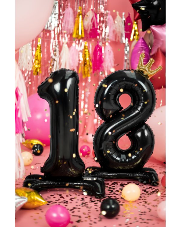 Standing foil balloon Number ''18'', 84 cm, black