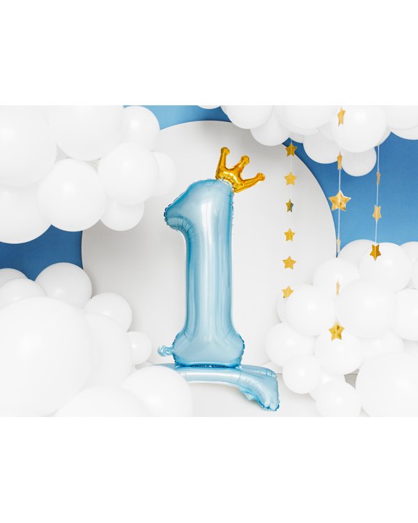  Standing foil balloon Number '' 1 '' , 84 cm, sky-blue