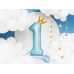 Standing foil balloon Number '' 1 '' , 84 cm, sky-blue Standing foil balloon Number '' 1 '' , 84 cm, sky-blue