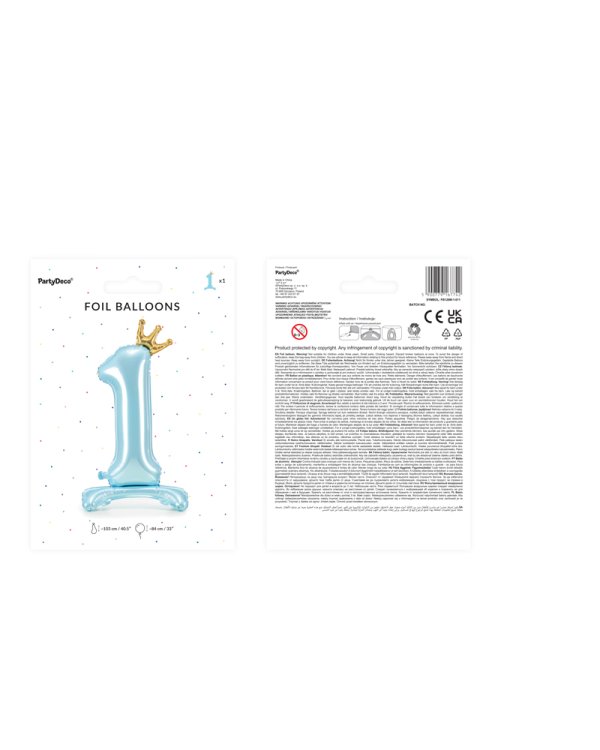  Standing foil balloon Number '' 1 '' , 84 cm, sky-blue