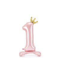 Standing foil balloon Number ''1'' , 84 cm, light pink