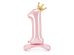 Standing foil balloon Number ''1'' , 84 cm, light pink