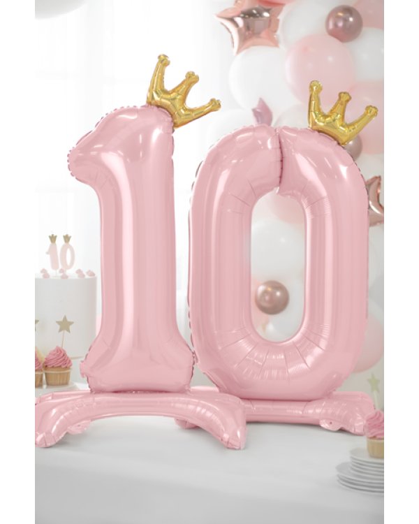 Standing foil balloon Number ''1'' , 84 cm, light pink