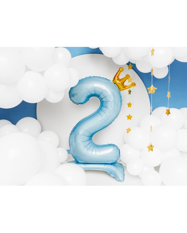  Standing foil balloon Number ''2'' , 84 cm, sky-blue