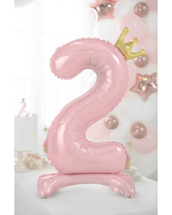 Standing foil balloon Number ''2'' , 84 cm, light pink