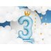 Standing foil balloon Number ''3'' , 84 cm, sky-blue