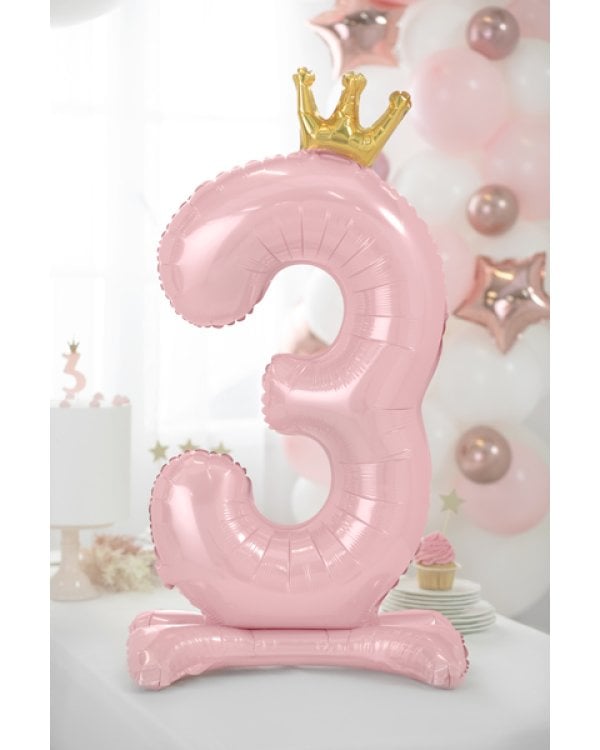  Standing foil balloon Number ''3'' , 84 cm, light pink
