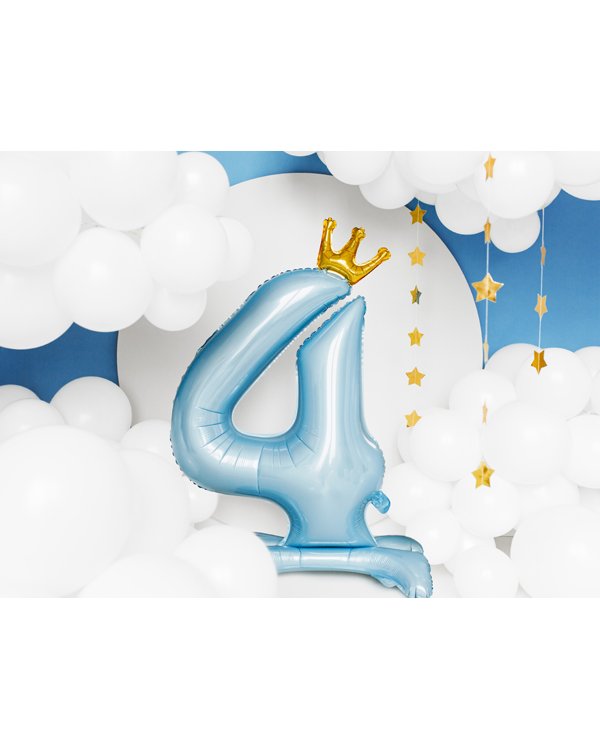  Standing foil balloon Number ''4'' , 84 cm, sky-blue