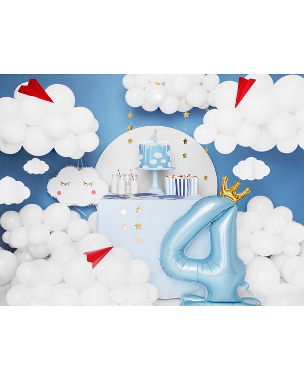  Standing foil balloon Number ''4'' , 84 cm, sky-blue