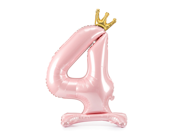 Standing foil balloon Number ''4'' , 84 cm, light pink