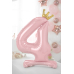 Standing foil balloon Number ''4'' , 84 cm, light pink
