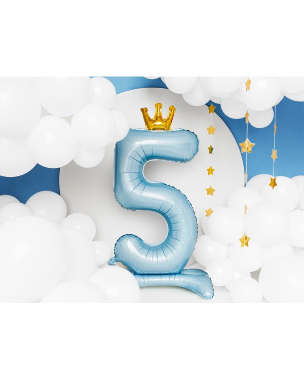  Standing foil balloon Number ''5'' , 84 cm, sky-blue