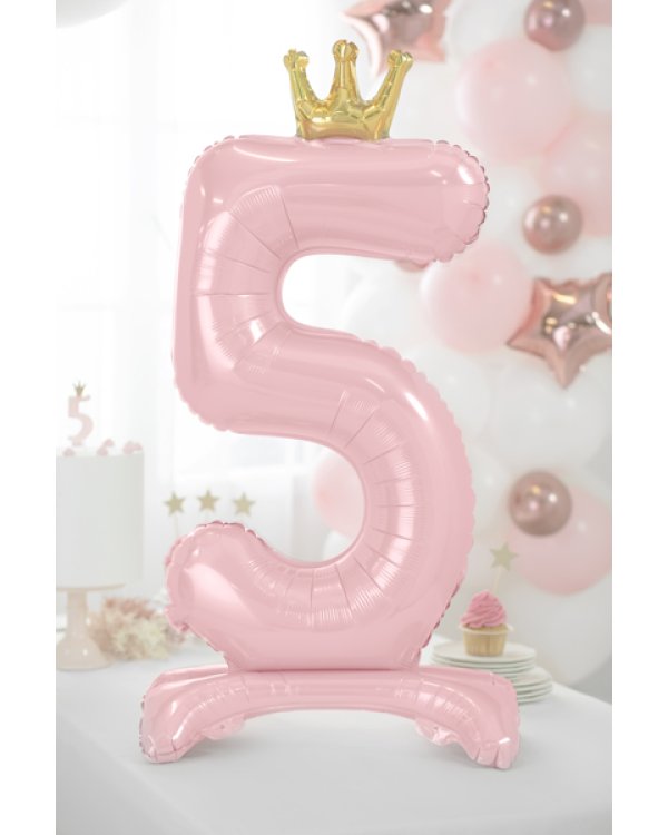  Standing foil balloon Number ''5'' , 84 cm, light pink