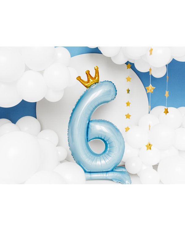 Standing foil balloon Number '' 6 '' , 84 cm, sky-blue