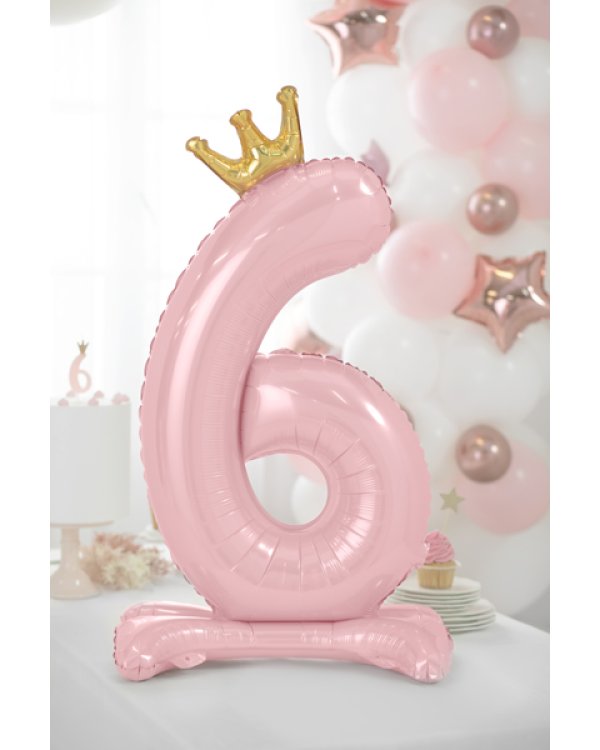  Standing foil balloon Number ''6'' , 84 cm, light pink